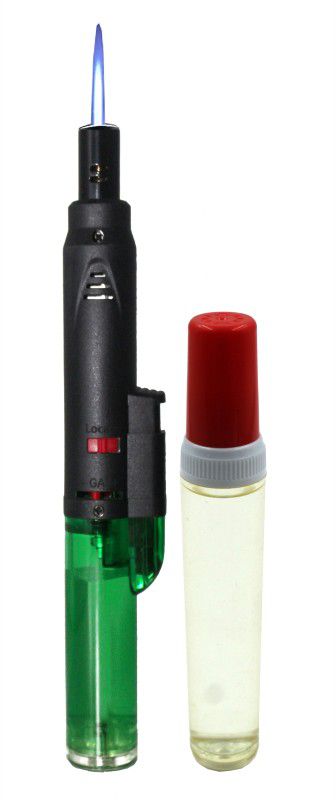 VIOVI Portable Refillable Flame Adjustable Pocket Lighter with 18ml Butane Gas Bottle Plastic Gas Lighter  (Multicolor, Pack of 2)