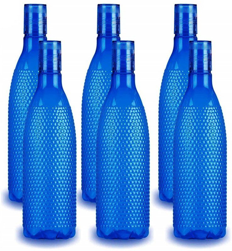 Plus Shine Hard Plastic light-weight 750ml Fridge Water Bottle Set 750 ml Bottle  (Pack of 6, Blue, Plastic)