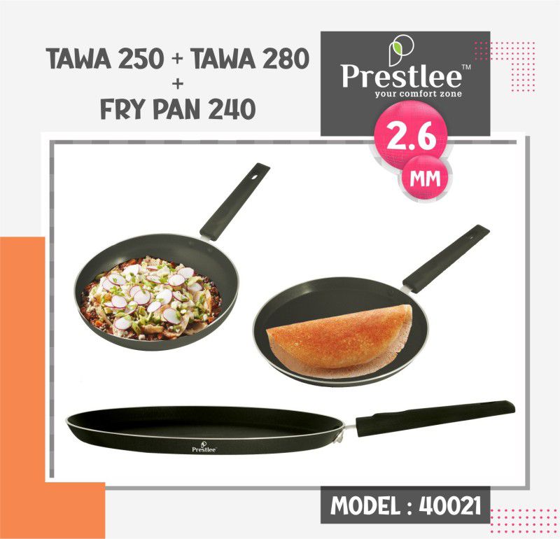 Sabari Prestle PNFT-40021 Non-Stick Coated Cookware Set/Dosa Tawa Combo/Fry Pan Set Fry Pan 24 cm diameter 0.5 L capacity  (Aluminium, Non-stick)