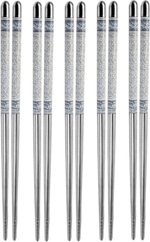 DEZIINE Eating Stainless Steel Chinese Chopstick  (Steel Pack of 10)