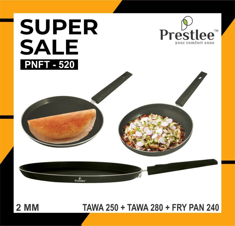 Sabari Prestle PNFT-520 Non-Stick Coated Cookware Set/Tawa Roti Pan/Fry Pan Set/Fry Pan Fry Pan 24 cm diameter 0.5 L capacity  (Aluminium, Non-stick)