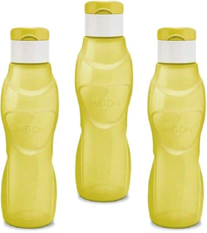 MILTON Ace Flip 1000ML - Yellow (Set of 3) 1000 ml Bottle  (Pack of 3, Multicolor, Plastic)