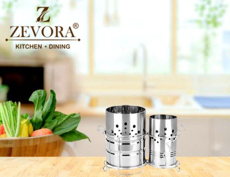ZEVORA Empty Cutlery Holder Case  (Silver Holds 35 Pieces)