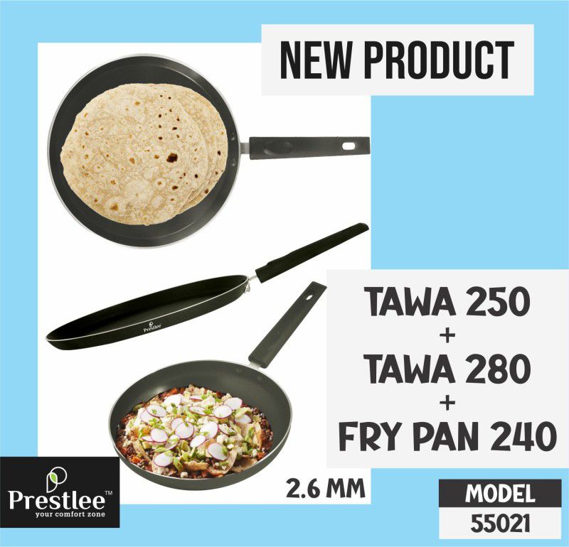 Sabari Prestle PNFT-55021 Non-Stick Coated Cookware Set/nonstick tawa with handle/ Fry Pan 24 cm diameter 0.5 L capacity  (Aluminium, Non-stick)