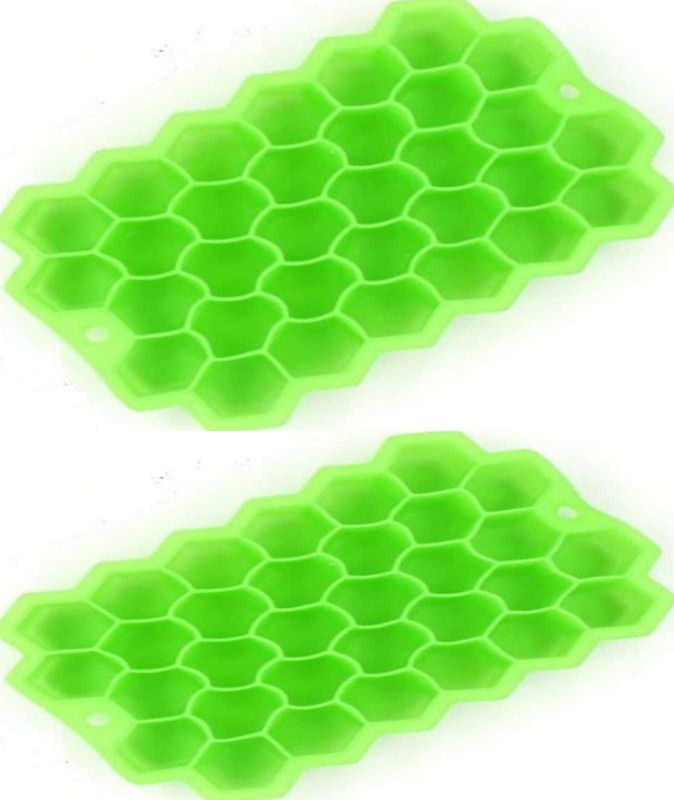 HomeSign 2 pcs Ice Cube Tray with Silicon Ice Mold Trays Flexible Silicone Honeycomb Green Silicone Ice Cube Tray  (Pack of2)