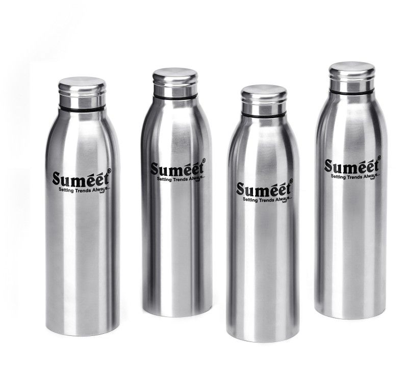 Sumeet Sleek Stainless Steel Leak-Proof Water Bottle / Fridge Bottle - 750ml -Pack of 4 3000 ml Bottle  (Pack of 4, Steel/Chrome, Steel)