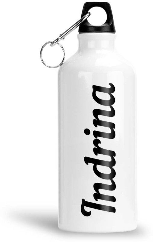 Furnish Fantasy Aluminium Sipper Bottle - Best Gift for Happy Birthday for Kids, Name - Indrina 600 ml Bottle  (Pack of 1, White, Black, Aluminium)