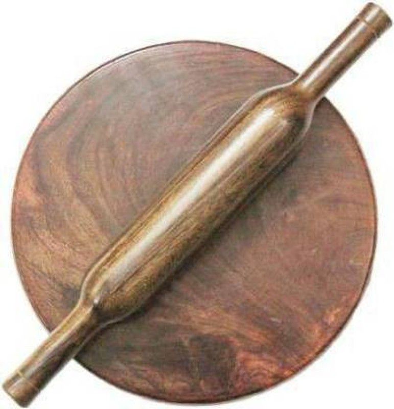 Thakran wooden chakla belon/roti maker/roti roller/rolling pin/bread maker Rolling Pin & Board  (Brown, Pack of 2)