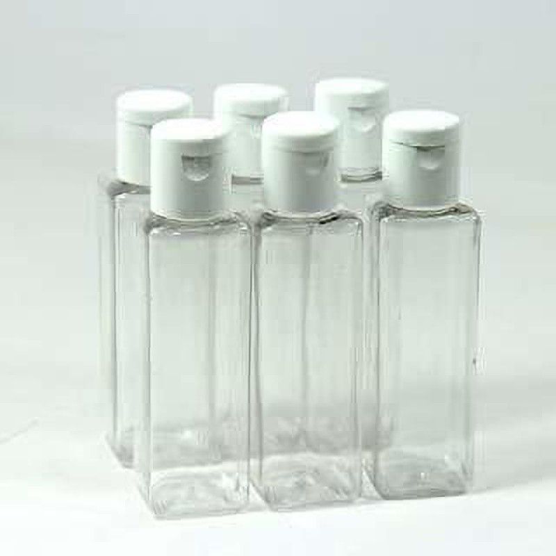 BOLT Empty Clear Transparent Refillable Plastic Bottles with Flip Top Caps 16 Pcs 100ML 99 ml Bottle  (Pack of 1, Clear, Plastic)