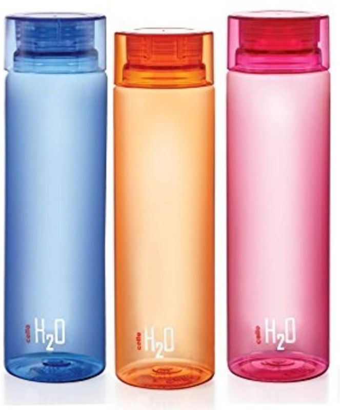 cello h20 water bottle 1000 ml Bottle  (Pack of 3, Blue, Pink, Orange, Plastic)