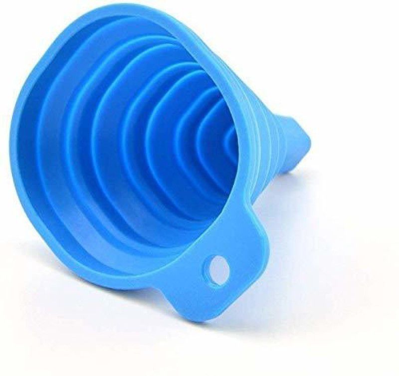 Om Shiv Home Essentialz Durable Heat Resistant Collapsible Silicone Funnel Foldable Hopper for Oil Liquid Kitchen Bathroom Silicone Funnel  (Blue, Pack of 1)