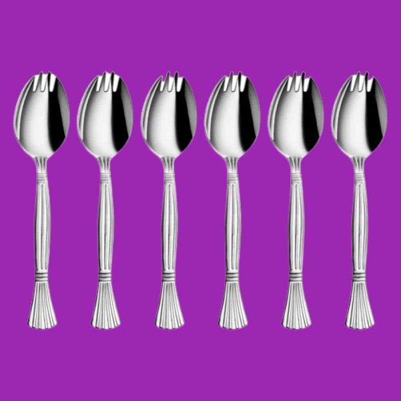 Beautymind 6Pics Spork code.8 Stainless Steel Dessert Fork Set  (Pack of 6)