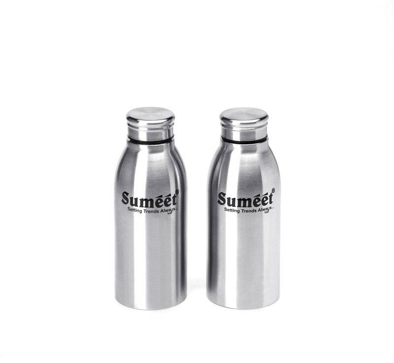 Sumeet Sleek Stainless Steel Leak-Proof Water Bottle / Fridge Bottle - 550ml -Pack of 2 1100 ml Bottle  (Pack of 2, Steel/Chrome, Steel)