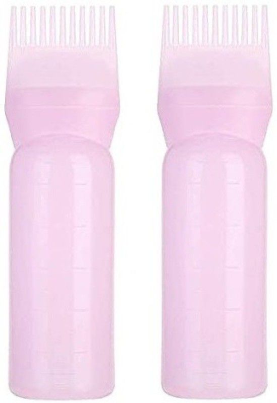 Adhvik Set of 2 Pcs Comb Hair Dyeing Shampoo Oil Coloring Plastic Brush Dispenser 120 ml Bottle  (Pack of 2, Pink, Steel)