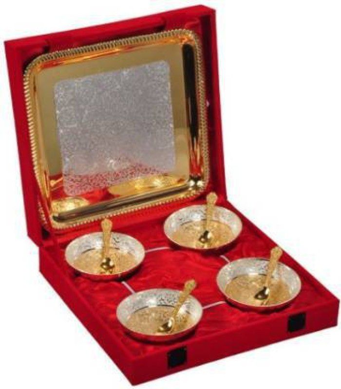 Empire Gift Set Of 9 Pcs Bunda Bowl Gold And Silver Plated Brass Serving Bowl (Gold, Pack of 10) Bowl Serving Set  (Pack of 9)