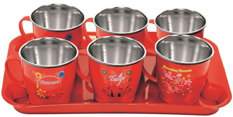 Dine Star Tray, Cup Serving Set  (Pack of 7)