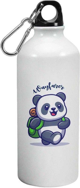 iKraft Panda water Bottle 600ml -Gift Idea for Children 600 ml Bottle  (Pack of 1, White, Steel)