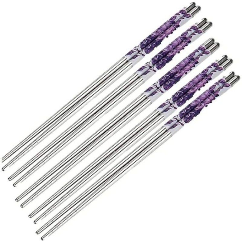 WANQLYN Eating Stainless Steel Japanese Chopstick  (Purple, Steel Pack of 10)