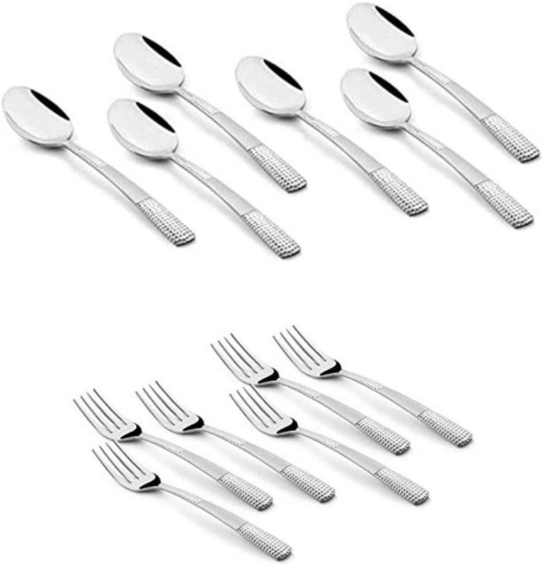 LAVITRA combo of 6 table spoon 6 table fork platinum export range Stainless Steel Cutlery Set  (Pack of 12)