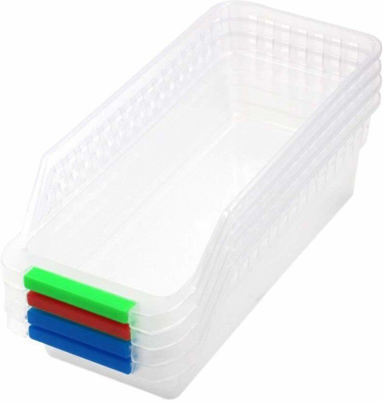 Shiv Enterprise 4 PCS Plastic Fridge Space Saver Food Storage Organizer Basket Rack, Multi-Color Storage Basket  (Pack of 4)
