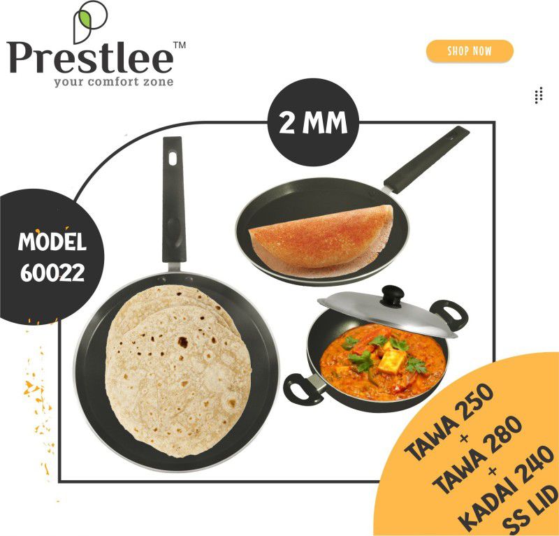 Sabari Prestle PNFT-60022 Non-Stick Coated Cookware Set/Deep Frying/Deep Kadhai Kadhai 24 cm diameter 0.5 L capacity  (Aluminium, Non-stick)
