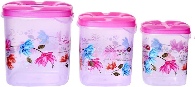 SOCHEP - 3000 ml, 2000 ml, 1000 ml Plastic Grocery Container  (Pack of 3, Pink)