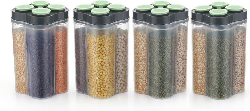 CLOUDHEAD 4 SECTION plastic storage container kitchen container set - 2400 ml Plastic Grocery Container  (Pack of 4, Multicolor)