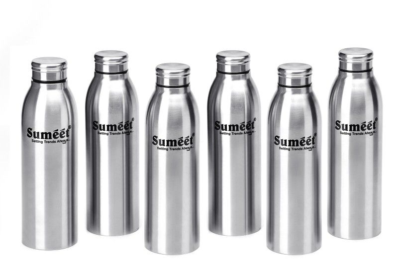 Sumeet Sleek Stainless Steel Leak-Proof Water Bottle / Fridge Bottle - 750ml -Pack of 6 4500 ml Bottle  (Pack of 6, Steel/Chrome, Steel)