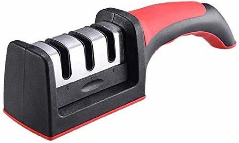 Urban Infotech Knife Sharpener 3-Slot Quality Kitchen Knife Accessories to Repair, Grind, Polish Blade, Professional Knife Sharpening Tool for Kitchen Knives ,Easy Manual Sharpener Knife Sharpening Stone  (Plastic, Steel)