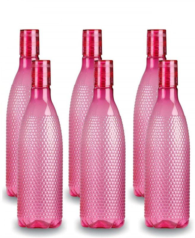 Plus Shine Hard Plastic light-weight Fridge Water Bottle Set of 6 650 ml Bottle  (Pack of 6, Red, Plastic)