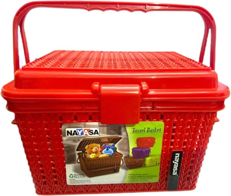 Mannat Multipurpose Small Storage Basket with Handle for Puja,clothes,Toys and Books Storage Basket  (Pack of 1)