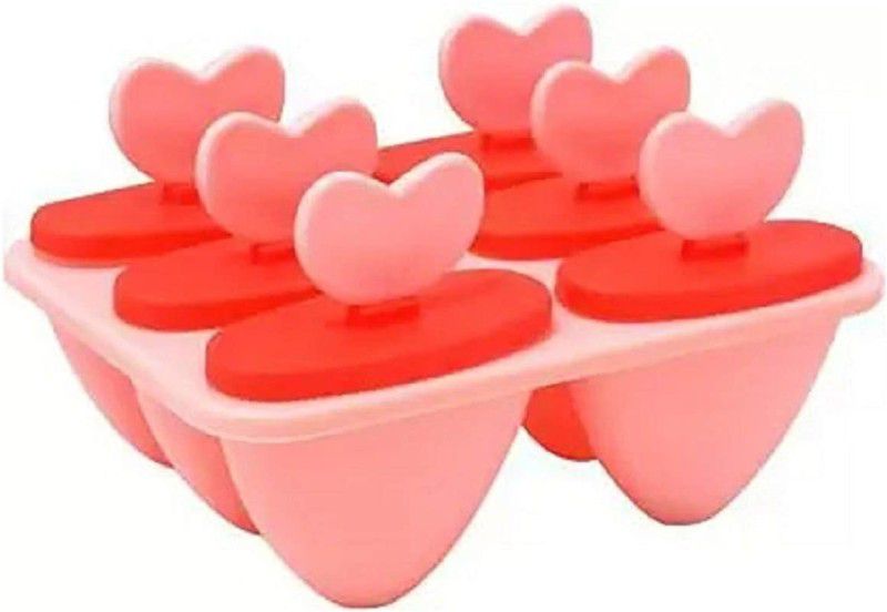 GOLDFINCH Plastic Reusable Ice Pop Makers Popsicle Ice Cream Moulds Tray Pack of 1 Pink, Red Plastic Ice Cube Tray  (Pack of1)