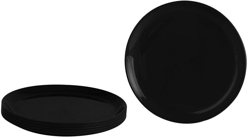 AWICKTIK Black Round Full Plates For Home Kitchen Buffet Gift Item 28 cm Dinner Plate  (Pack of 6, Microwave Safe)