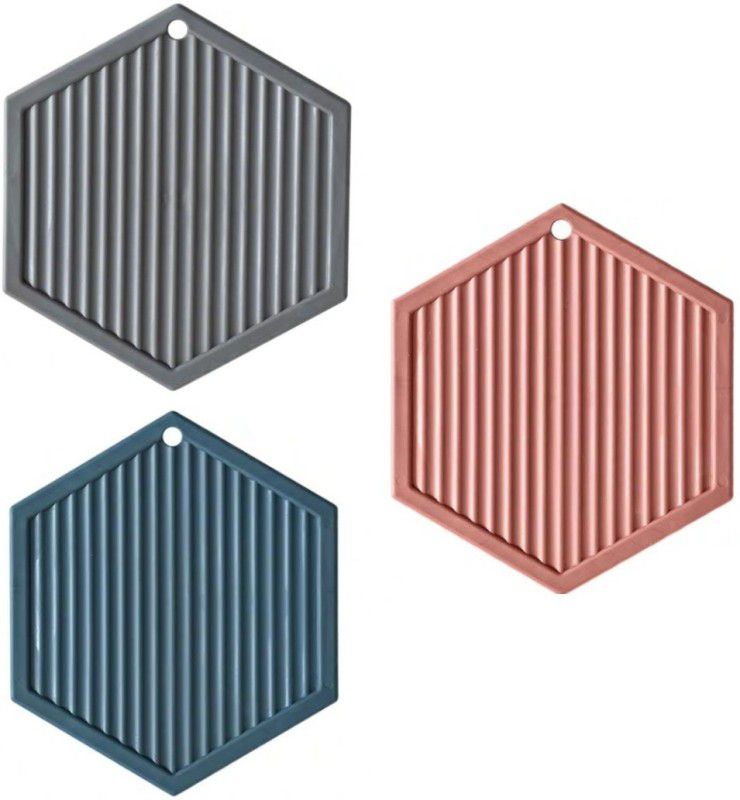 HENIJ Silicone Trivet Mats Hot Pads,Heat Resistant Multipurpose Hot Pads(Random Color) Polyvinyl Chloride Trivet  (Pack of 3)