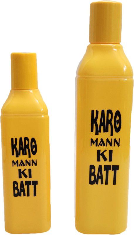 Gift Collection Combo Of 1000 & 750 ML Leak Proof Fridge Bottle / Water Bottle With Quote - Yellow 1000 ml Bottle  (Pack of 1, Yellow, PET)