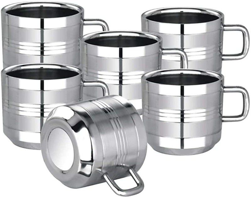MUNAZZ Pack of 6 Stainless Steel Stainless Steel Double Wall Tea Cup  (Steel, Cup Set)