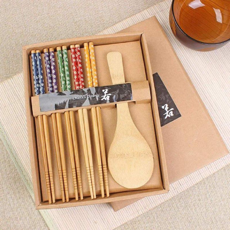 SYGA Eating Wood Japanese, Chinese Chopstick  (Brown Pack of 5)