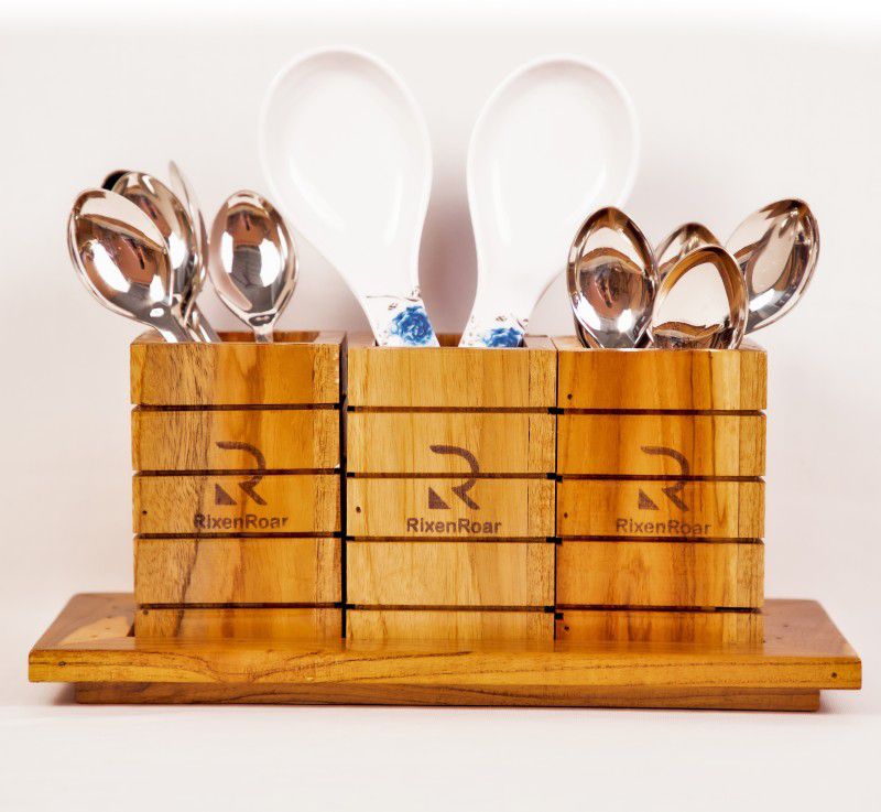 RixenRoar Empty Cutlery Holder Case  (BROWN Holds 50 Pieces)
