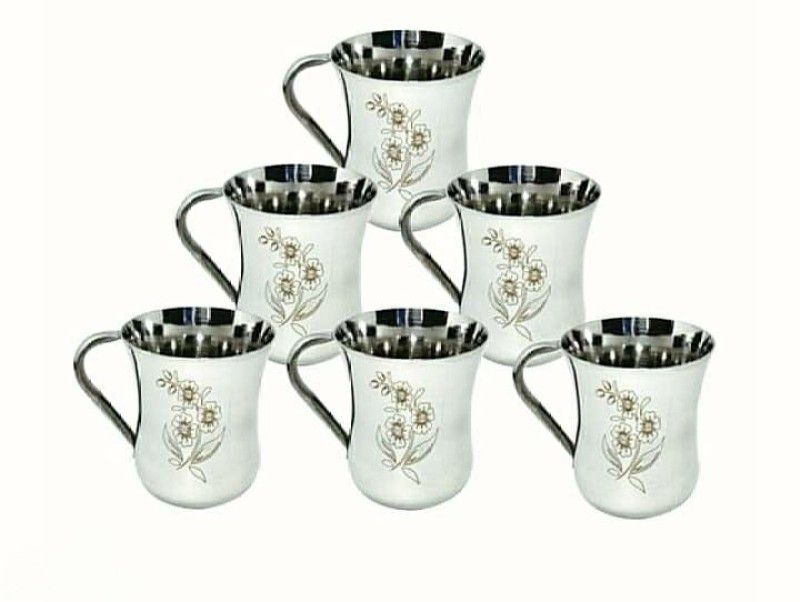 REKHA ENTERPRISE Pack of 6 Stainless Steel Tea/Coffee Cup Set of 6  (Silver, Cup Set)