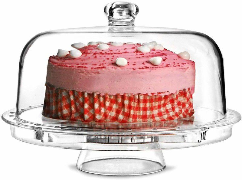 Rixim 3-in-1 Multifunction Acrylic Cake or Fruit Party Tray Cupcake Fruit Stand Crystal Cake Server  (Clear, Pack of 1)