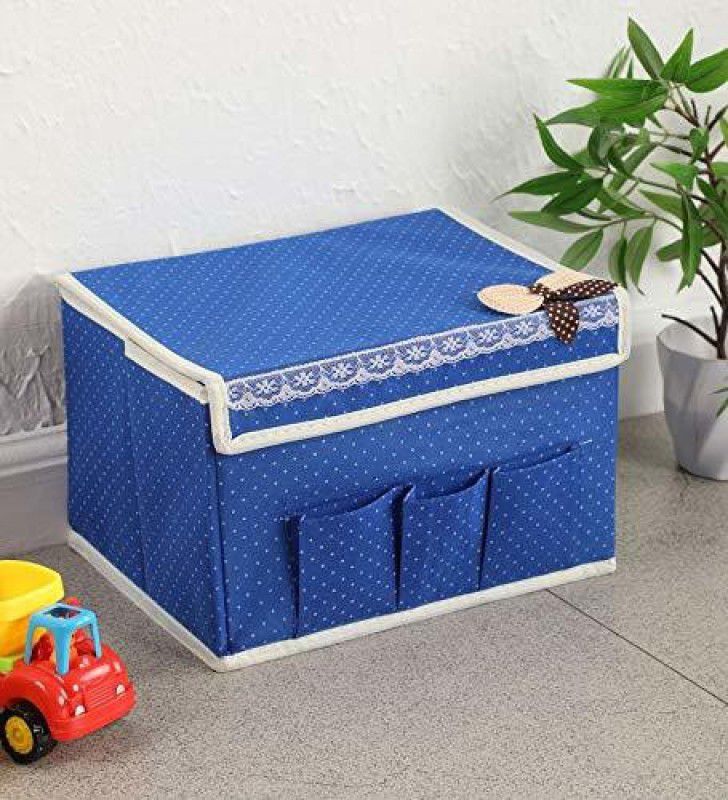 URBANE CHIC Folding cotton and linen Organizer box for toys/clothes/ Storage Basket  (Pack of 1)