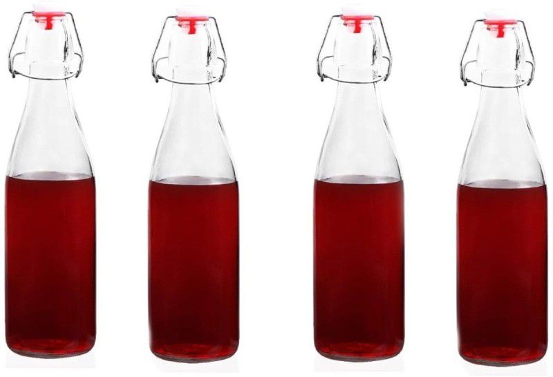 HEXONIQ Airtight Preservative Glass Bottle (Pack of 4) 250 ml Bottle  (Pack of 4, Clear, Glass)
