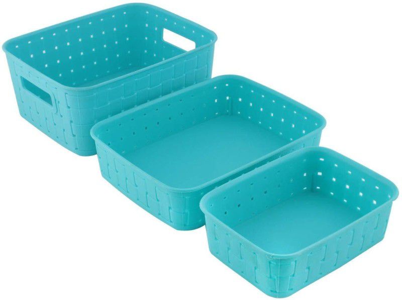 ABlue Clipper Multipurpose Smart Shelf Basket Storage Organizer Fridge Basket | Kitchen Baskets | Fruits Basket | Cosmetics Basket | Storage Basket For Fruits, Vegetables, Stationaries , Magazines Set of 3 Storage Basket  (Pack of 3)