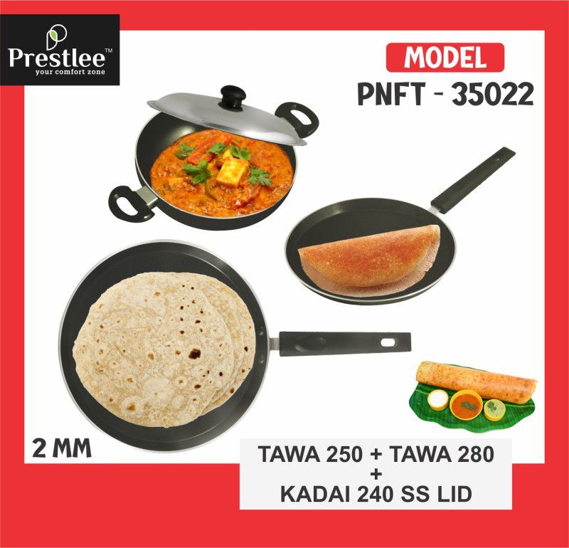 Sabari Prestle PNFT-35022 Non-Stick Coated Cookware Set/Non Stick Kadhai/Tawa Pan Kadhai 24 cm diameter 0.5 L capacity  (Aluminium, Non-stick)