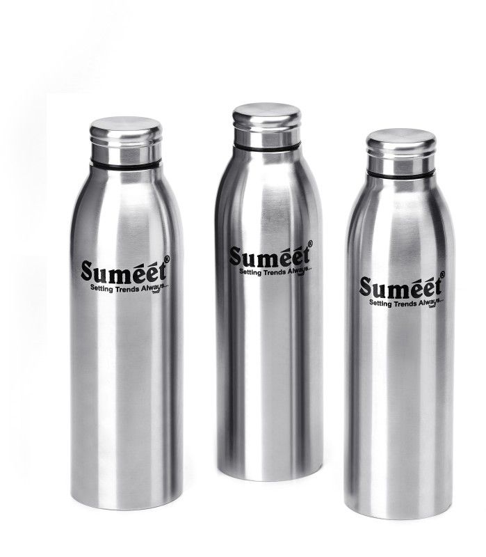 Sumeet Sleek Stainless Steel Leak-Proof Water Bottle / Fridge Bottle - 750ml -Pack of 3 2250 ml Bottle  (Pack of 3, Steel/Chrome, Steel)