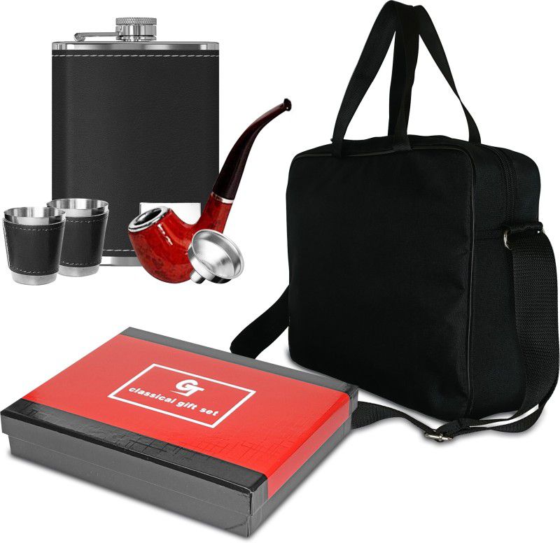 JMALL $9711 Bar Set With Black Bag Glass Fix Hip Flask With funnel 2 shot glass 1 Pipe 1 - Piece Bar Set  (Stainless Steel)