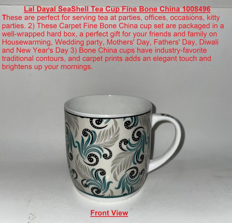 Lal Dayal Pack of 12 Bone China SeaShell Tea Cup Fine Bone China 1008496  (Multicolor, Cup Set)