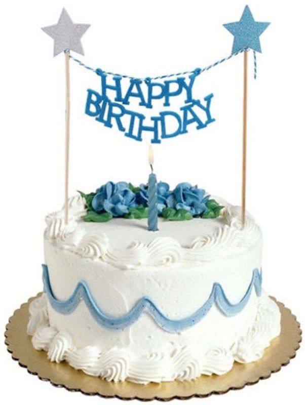 Bash N Splash HAPPY BIRTHDAY FOAM BANNER CAKE TOPPER Cake Topper  (Blue Pack of 1)
