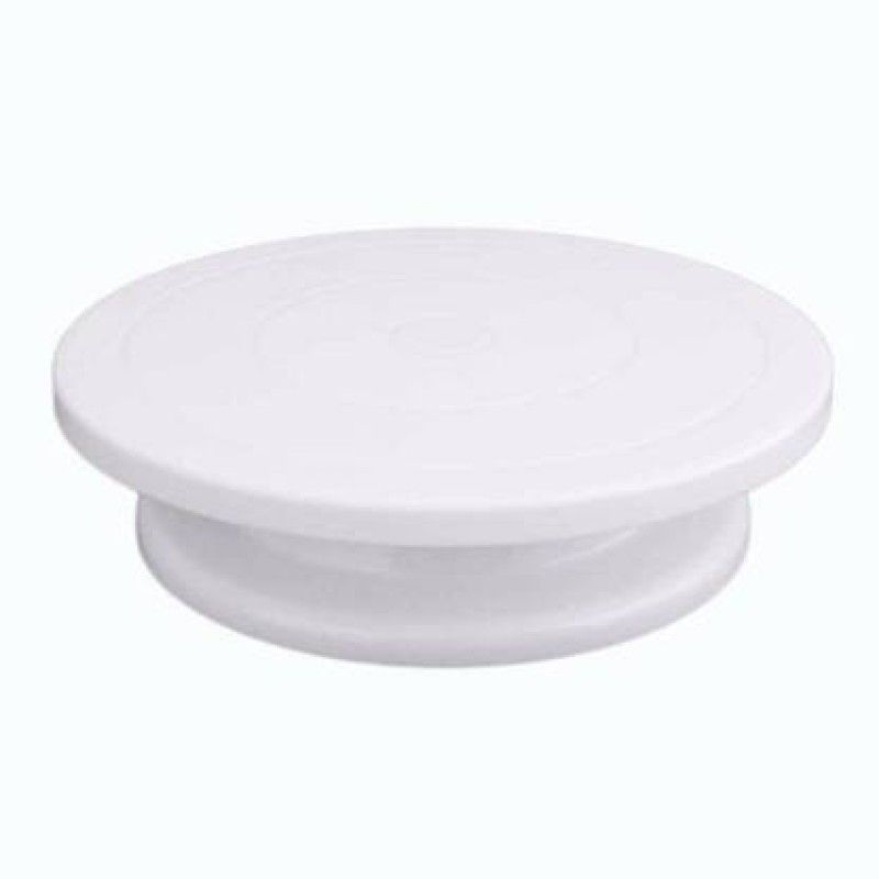 DHYANA ENTERPRISE Cake Turntable Revolving Cake Decorating Stand Cake Stand 28cm Plastic Cake Server (White, Pack of 1) Plastic Cake Server  (White, Pack of 1)