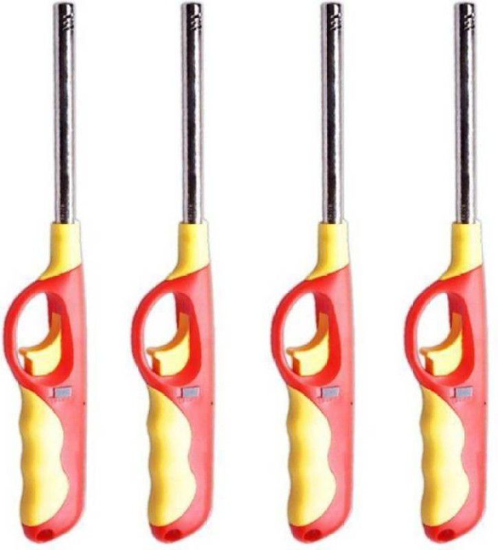 SPIRITUAL HOUSE Pack of 4 gas lighter Plastic, Steel Electronic Gas Lighter  (Multicolor, Pack of 4)